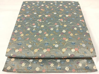 平和屋着物◎六通柄袋帯　唐織　小花文　金糸　正絹　逸品　AABK4874yx