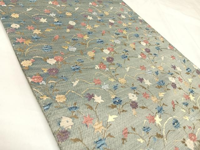 平和屋着物◎六通柄袋帯　唐織　小花文　金糸　正絹　逸品　AABK4874yx