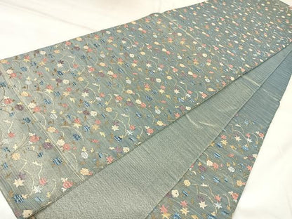 平和屋着物◎六通柄袋帯　唐織　小花文　金糸　正絹　逸品　AABK4874yx
