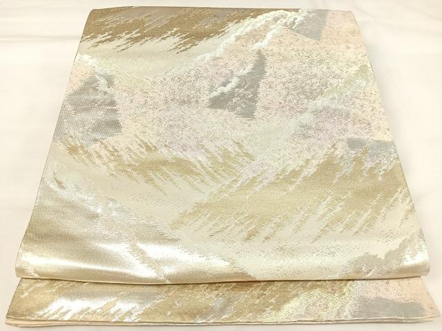 平和屋着物◎六通柄袋帯　遠山文　金銀糸　正絹　逸品　AABK4876yx
