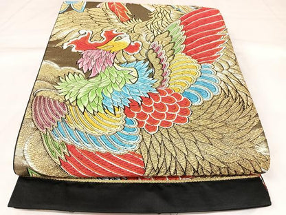 平和屋着物◎六通柄袋帯　唐織　鳳凰　金糸　正絹　逸品　AABK4878yx