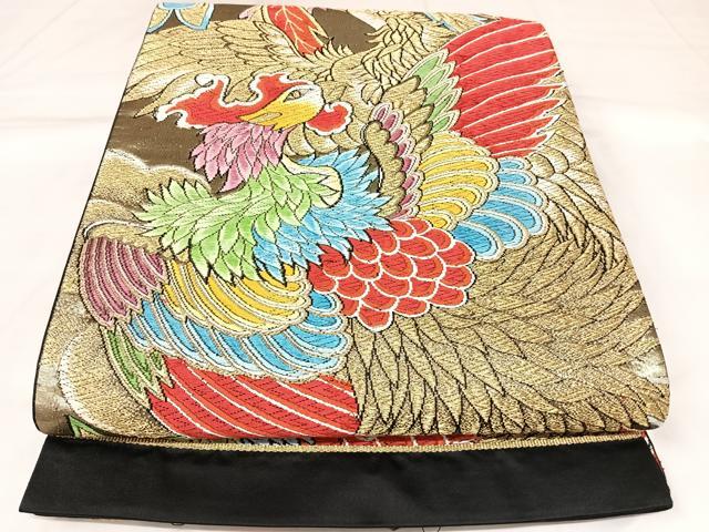 平和屋着物◎六通柄袋帯　唐織　鳳凰　金糸　正絹　逸品　AABK4878yx