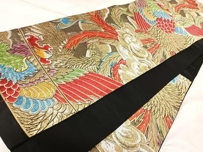 平和屋着物◎六通柄袋帯　唐織　鳳凰　金糸　正絹　逸品　AABK4878yx