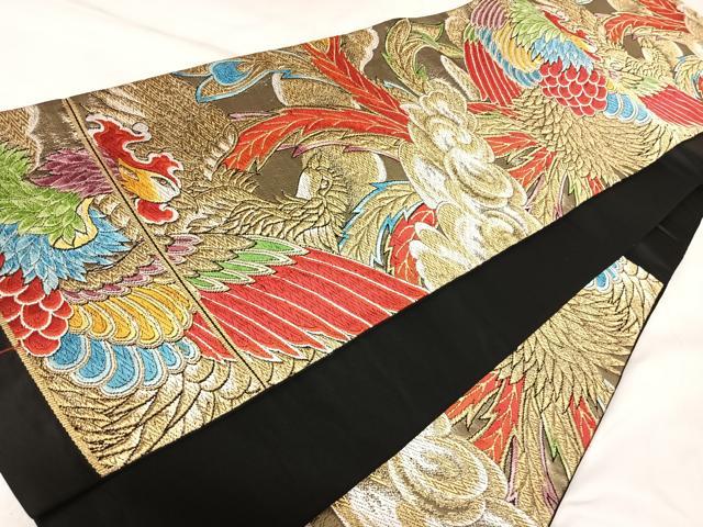 平和屋着物◎六通柄袋帯　唐織　鳳凰　金糸　正絹　逸品　AABK4878yx