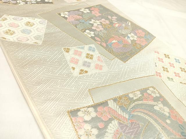 平和屋着物◎六通柄袋帯　唐織　色紙重ね花鳥文　金銀糸　正絹　逸品　AABK4879yx