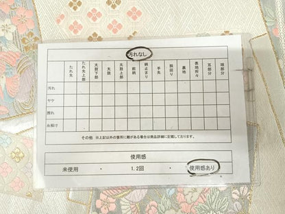 平和屋着物◎六通柄袋帯　唐織　色紙重ね花鳥文　金銀糸　正絹　逸品　AABK4879yx
