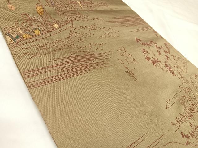 平和屋着物◎六通柄袋帯　東海道五十三次　正絹　逸品　AABK4881yx