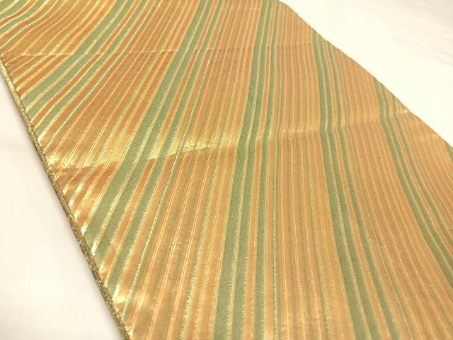 平和屋着物◎佐賀錦　全通柄袋帯　斜縞　金糸　正絹　逸品　AABK4887yx