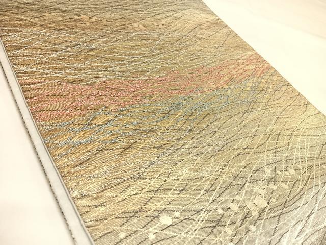 平和屋着物◎六通柄袋帯　霞文　金銀糸　正絹　逸品　AABK4894yx