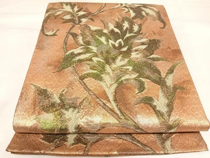 平和屋着物◎六通柄袋帯　金唐花更紗　金糸　正絹　逸品　AABK4897yx