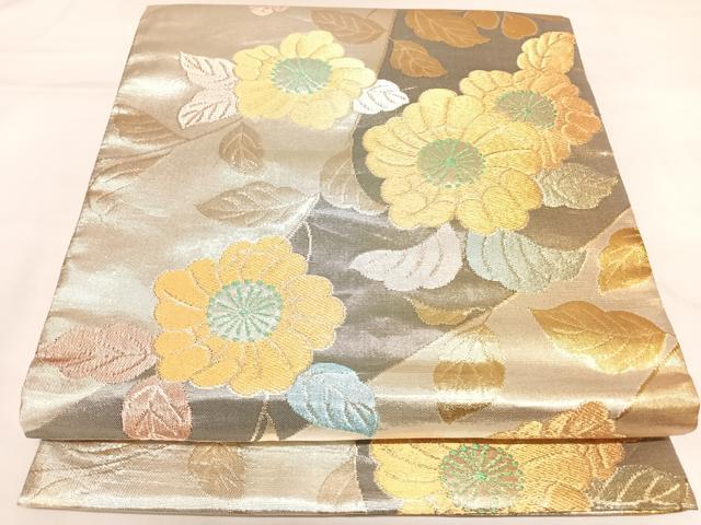 平和屋着物◎六通柄袋帯　辻が花　舞花文　金銀糸　正絹　逸品　AABK4902yx