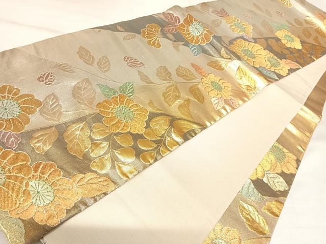 平和屋着物◎六通柄袋帯　辻が花　舞花文　金銀糸　正絹　逸品　AABK4902yx