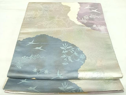平和屋着物◎西陣　服部織物謹製　六通柄袋帯　こはく錦　道長花唐草文　二重箔織　金銀糸　正絹　逸品　AABK4903yx
