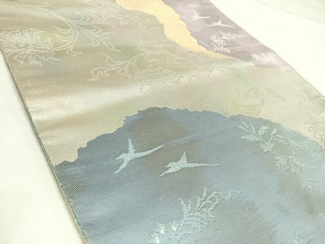 平和屋着物◎西陣　服部織物謹製　六通柄袋帯　こはく錦　道長花唐草文　二重箔織　金銀糸　正絹　逸品　AABK4903yx