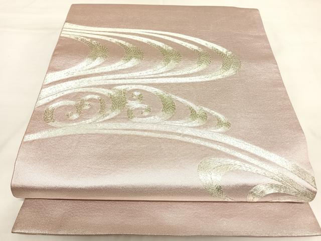 平和屋着物◎太鼓柄袋帯　駒刺繍　流水文　正絹　逸品　AABK4907yx