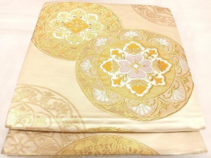 平和屋着物◎六通柄袋帯　唐織　花丸文　金銀糸　正絹　逸品　AABK4912yx