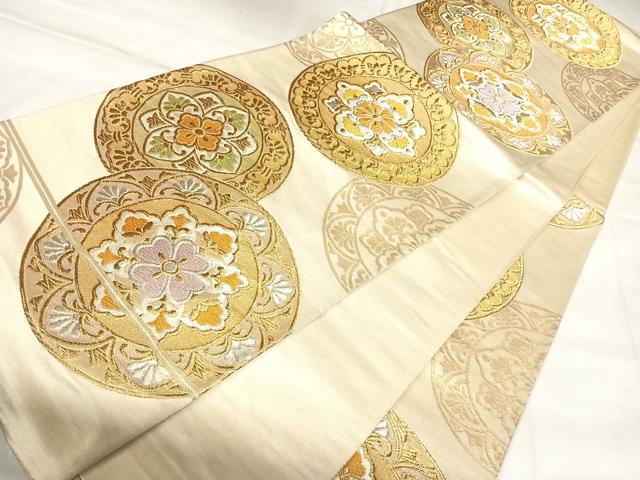 平和屋着物◎六通柄袋帯　唐織　花丸文　金銀糸　正絹　逸品　AABK4912yx