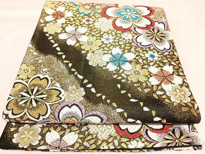 平和屋着物◎六通柄袋帯　唐織　舞桜　金糸　正絹　逸品　AABK4917yx