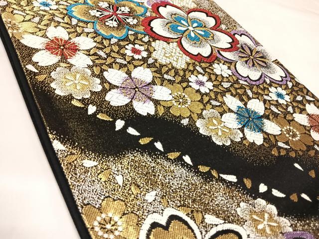 平和屋着物◎六通柄袋帯　唐織　舞桜　金糸　正絹　逸品　AABK4917yx
