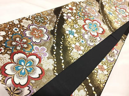 平和屋着物◎六通柄袋帯　唐織　舞桜　金糸　正絹　逸品　AABK4917yx
