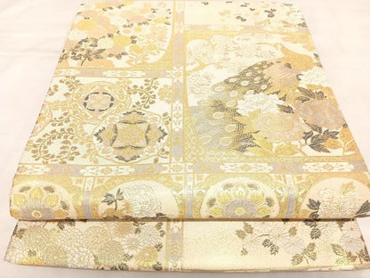 平和屋着物◎六通柄袋帯　花鳥天井文　金銀糸　正絹　逸品　AABK4925yx