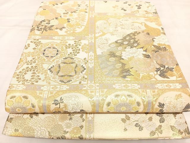 平和屋着物◎六通柄袋帯　花鳥天井文　金銀糸　正絹　逸品　AABK4925yx