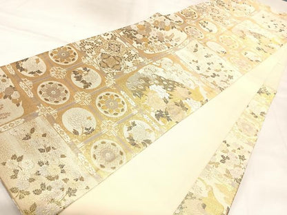 平和屋着物◎六通柄袋帯　花鳥天井文　金銀糸　正絹　逸品　AABK4925yx