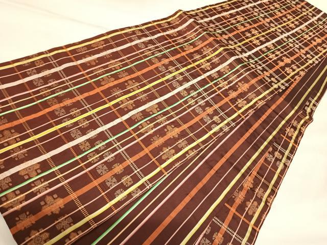 平和屋着物◎六通柄袋帯　吉野間道　金糸　正絹　逸品　AABK4927yx