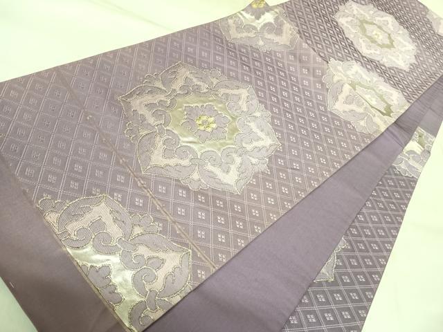 平和屋着物◎西陣　六通柄　本袋帯　唐織　舞花文　金銀糸　正絹　逸品　AABK4931yx