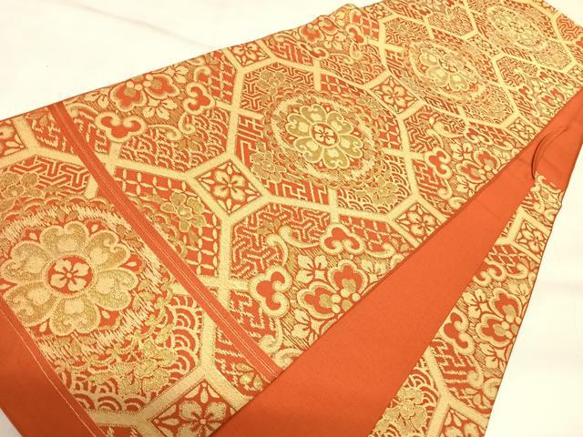 平和屋着物◎六通柄　京本袋帯　蜀江花文　金糸　AABK4936yx