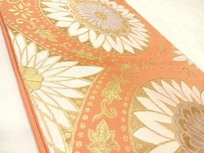 平和屋着物◎六通柄　本袋帯　唐織　花丸文　金銀糸　正絹　逸品　AABK4938yx