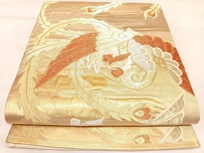 平和屋着物◎六通柄袋帯　鳳凰　金銀糸　正絹　逸品　AABK4943yx