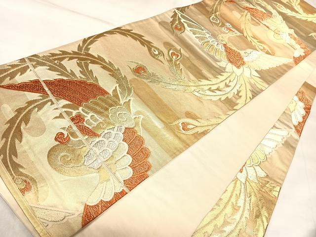 平和屋着物◎六通柄袋帯　鳳凰　金銀糸　正絹　逸品　AABK4943yx
