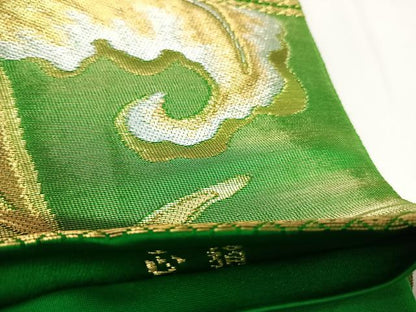平和屋着物◎西陣　服部織物謹製　六通柄袋帯　唐織　白鳥綴子　草花文　金銀糸　正絹　逸品　AABK4944yx