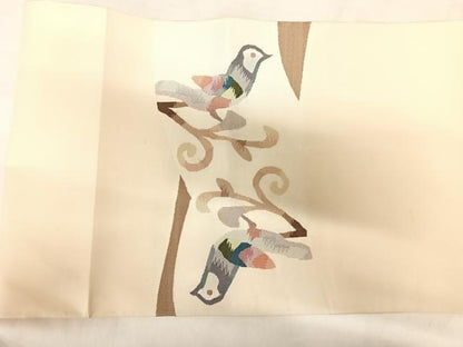 平和屋着物◎太鼓柄袋帯　すくい織　休み鳥　正絹　逸品　AABK4952yx