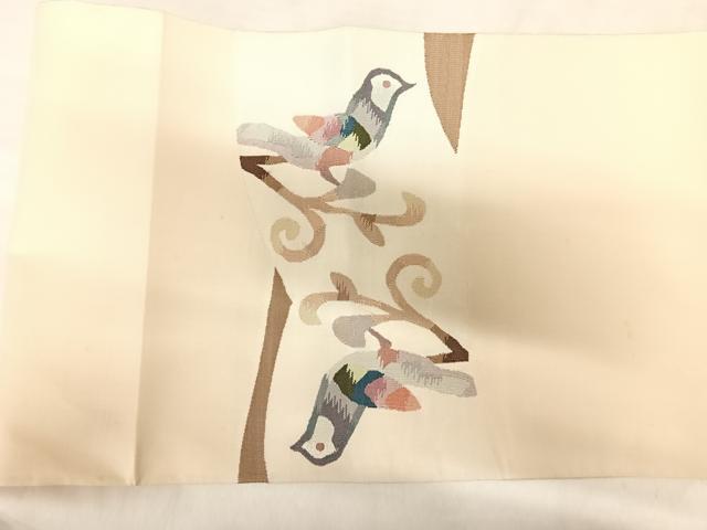 平和屋着物◎太鼓柄袋帯　すくい織　休み鳥　正絹　逸品　AABK4952yx