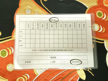 平和屋着物◎六通柄袋帯　唐織　舞蝶文　黒地　金銀糸　正絹　逸品　AABK4969yx