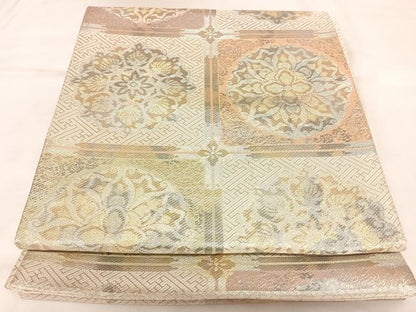 平和屋着物◎佐賀錦　六通柄袋帯　花天井文　金銀糸　正絹　逸品　AABK4979yx