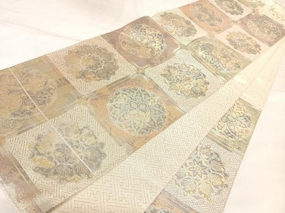 平和屋着物◎佐賀錦　六通柄袋帯　花天井文　金銀糸　正絹　逸品　AABK4979yx