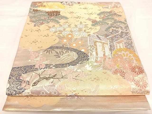平和屋着物◎六通柄袋帯　唐織　桃山絵巻　金銀糸　正絹　逸品　AABK4981yx
