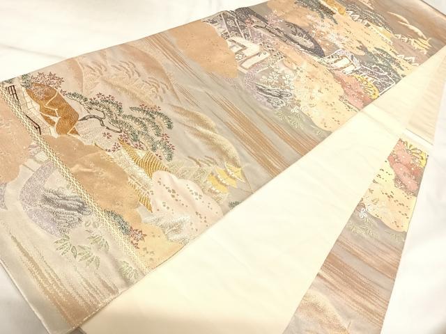 平和屋着物◎六通柄袋帯　唐織　桃山絵巻　金銀糸　正絹　逸品　AABK4981yx