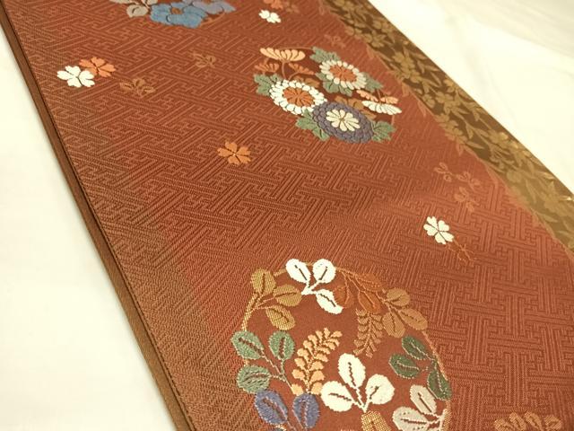 平和屋着物◎六通柄袋帯　唐織　花丸文　金糸　正絹　逸品　AABK4989yx