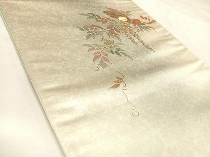 平和屋着物◎太鼓柄袋帯　螺鈿　花蝶文　金銀糸　正絹　逸品　AABK4992yx