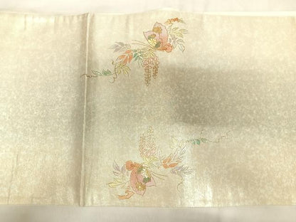 平和屋着物◎太鼓柄袋帯　螺鈿　花蝶文　金銀糸　正絹　逸品　AABK4992yx
