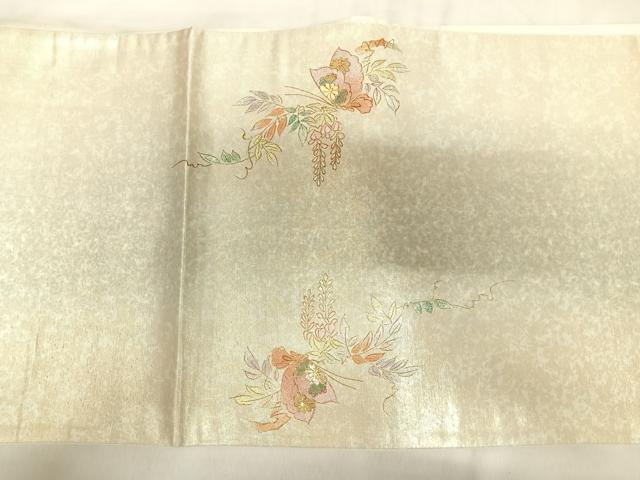 平和屋着物◎太鼓柄袋帯　螺鈿　花蝶文　金銀糸　正絹　逸品　AABK4992yx