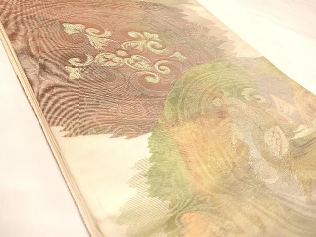 平和屋着物◎六通柄袋帯　霞花鳥文　金銀糸　正絹　逸品　AABK4997yx