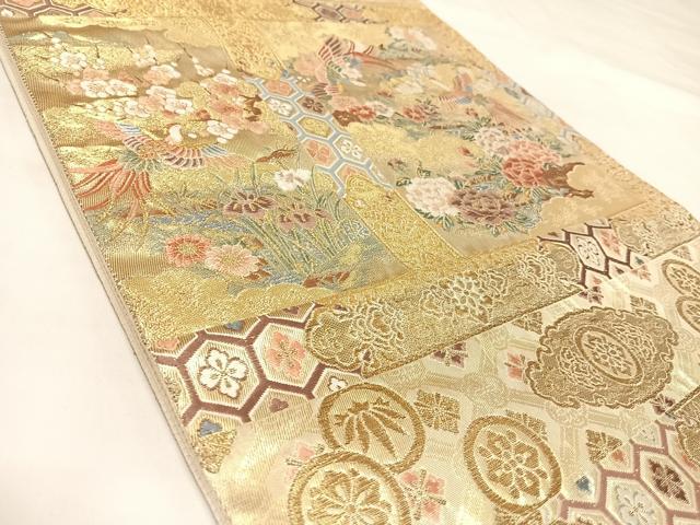 平和屋着物◎六通柄袋帯　唐織　東照宮天井文　金糸　正絹　逸品　AABK5004yx