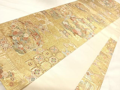 平和屋着物◎六通柄袋帯　唐織　東照宮天井文　金糸　正絹　逸品　AABK5004yx
