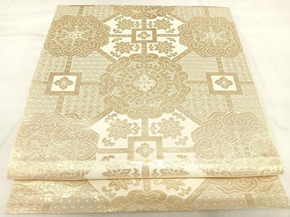 平和屋着物◎六通柄袋帯　蜀江花文　金糸　正絹　逸品　AABK5005yx