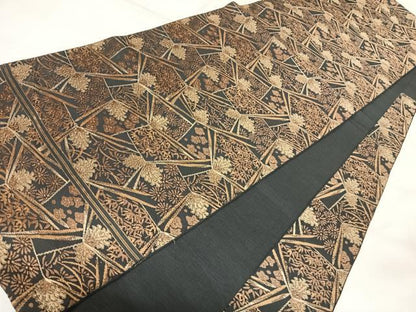 平和屋着物◎六通柄　京本袋帯　唐織　割付吉祥花文　金糸　正絹　逸品　AABK5009yx